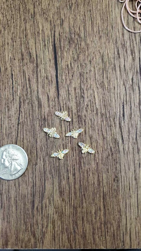 Golden Bee Alloy Tumbler Embellishment Nail Charm 15mm