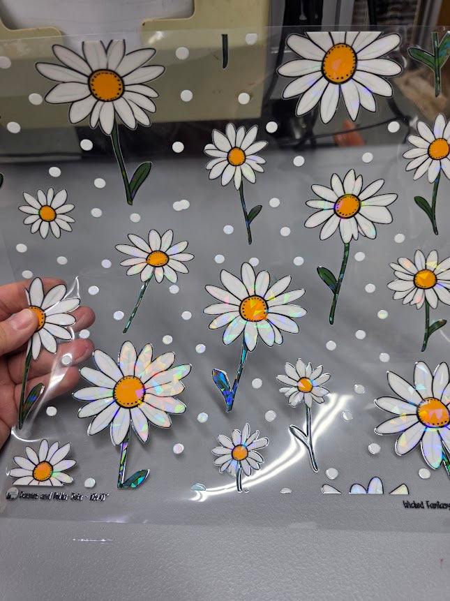 UVDTF Shattered Holographic Daisy Polka Dot 11"x11"