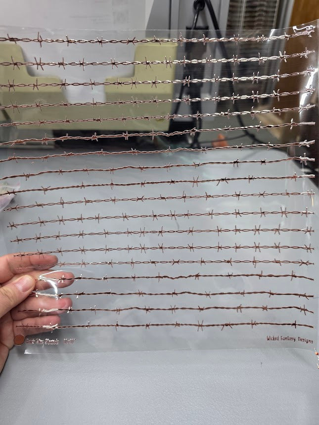 UVDTF Rose Gold Metallic Barb Wire 11"x11"