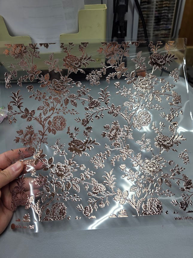 UVDTF Rose Gold Metallic Toile de Joy Delicate Floral 11"x11"