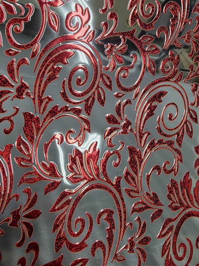 UVDTF Prism Red Metallic Tooled Leather 11"x11"