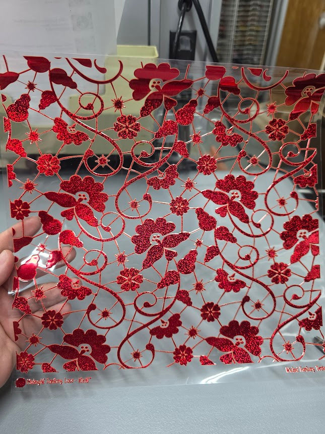 UVDTF Prism Red Metallic Midnight Fantasy Lace 11"x11"