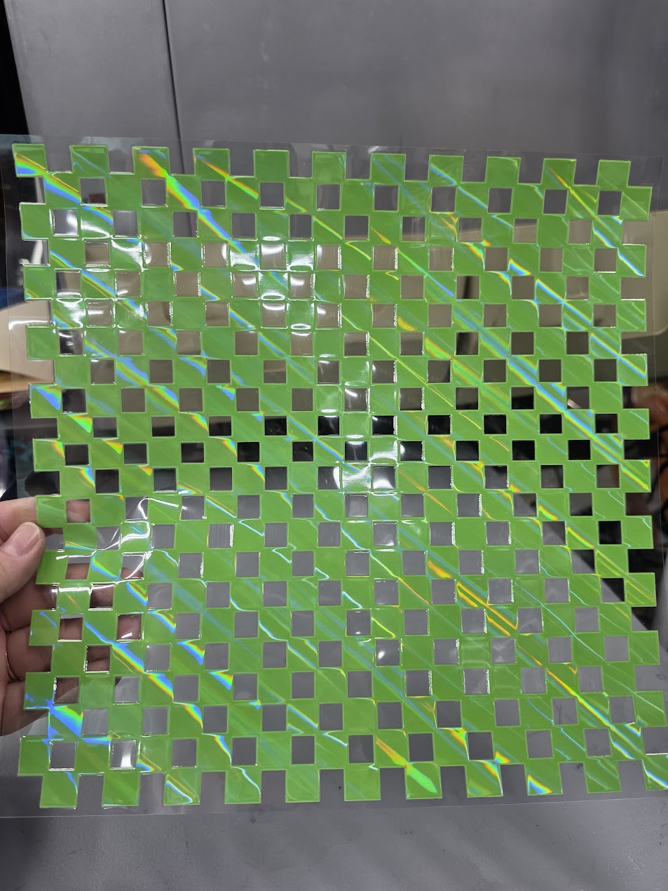 UVDTF Laser Holographic Lime Small Checkered 11"x11"