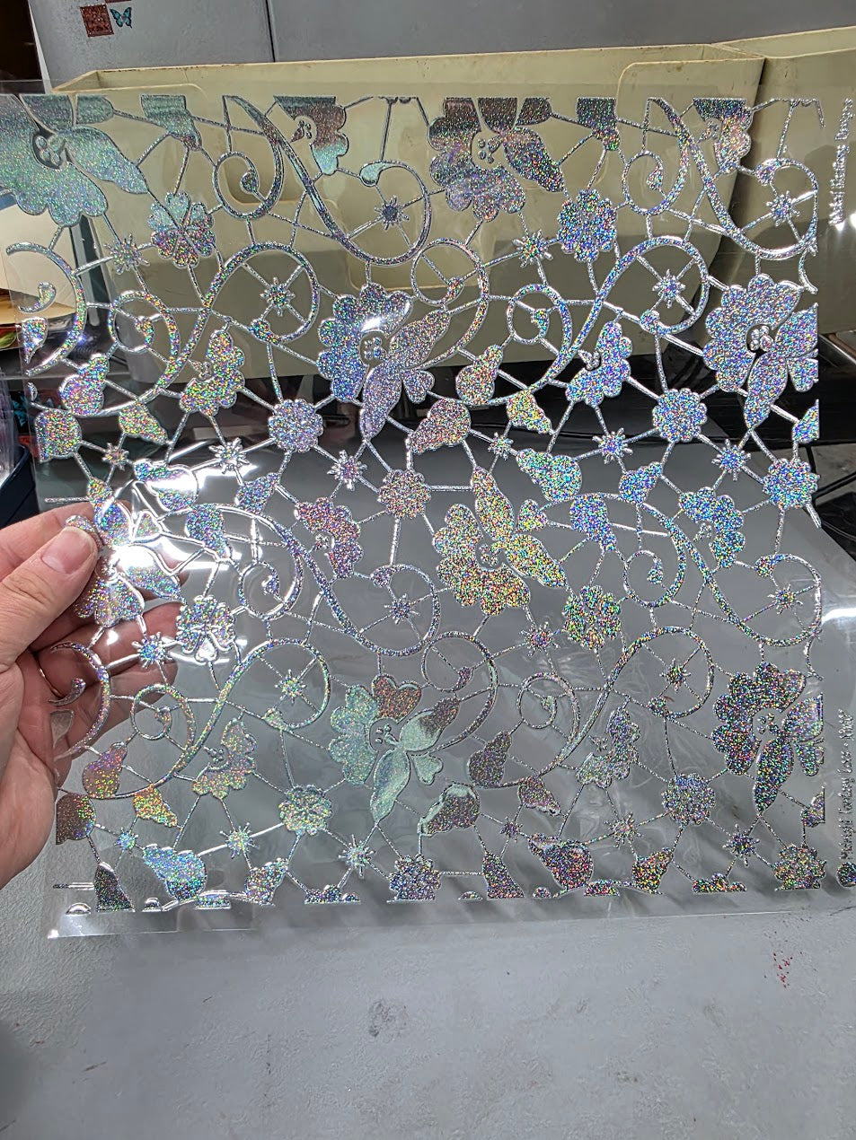 UVDTF Prism Silver Holographic Midnight Fantasy Lace 11"x11"
