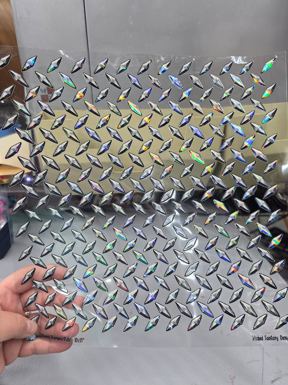 UVDTF Laser Holographic Illustrated Diamond Plate 11"x11"