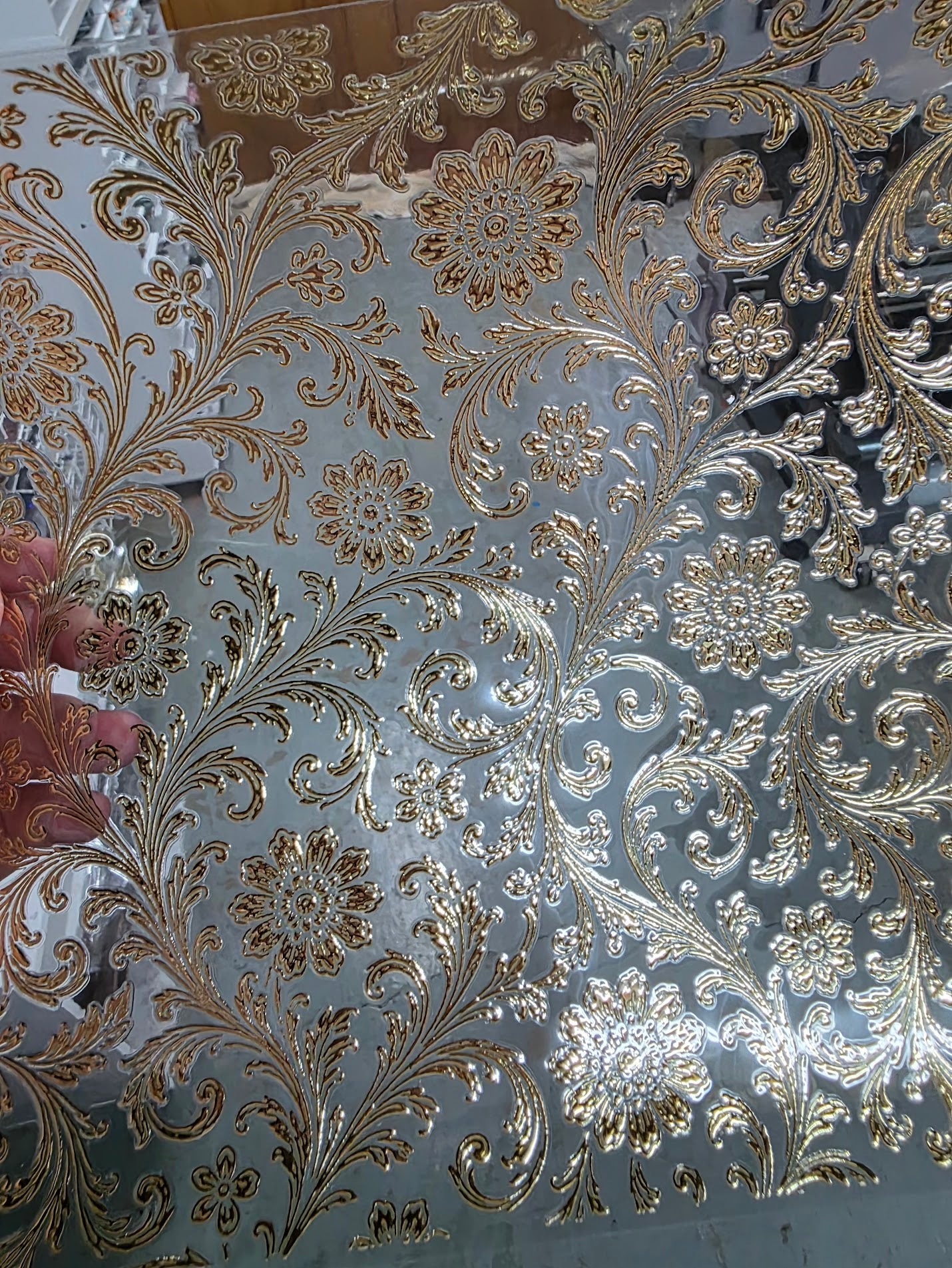 UVDTF Metallic Champagne Floral Filagree 11"x11"