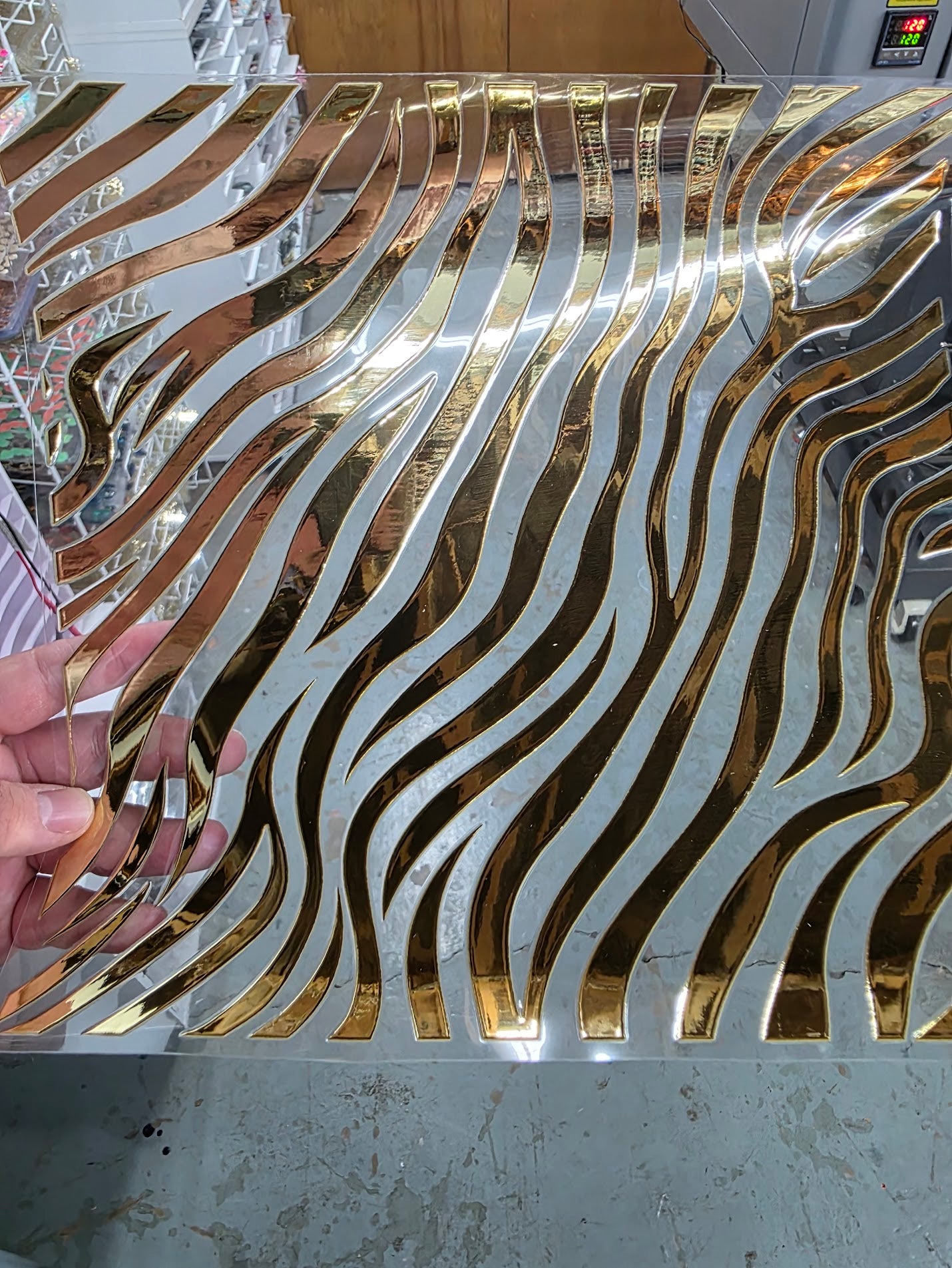 UVDTF Metallic Champagne Zebra Stripes 11"x11"