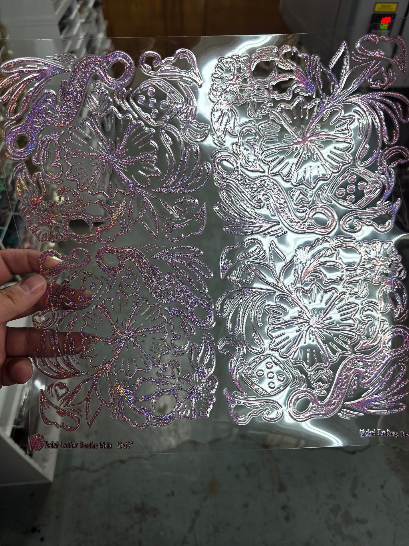 UVDTF Prism Rose Holographic Cowgirl Tooled Leather 11"x11"