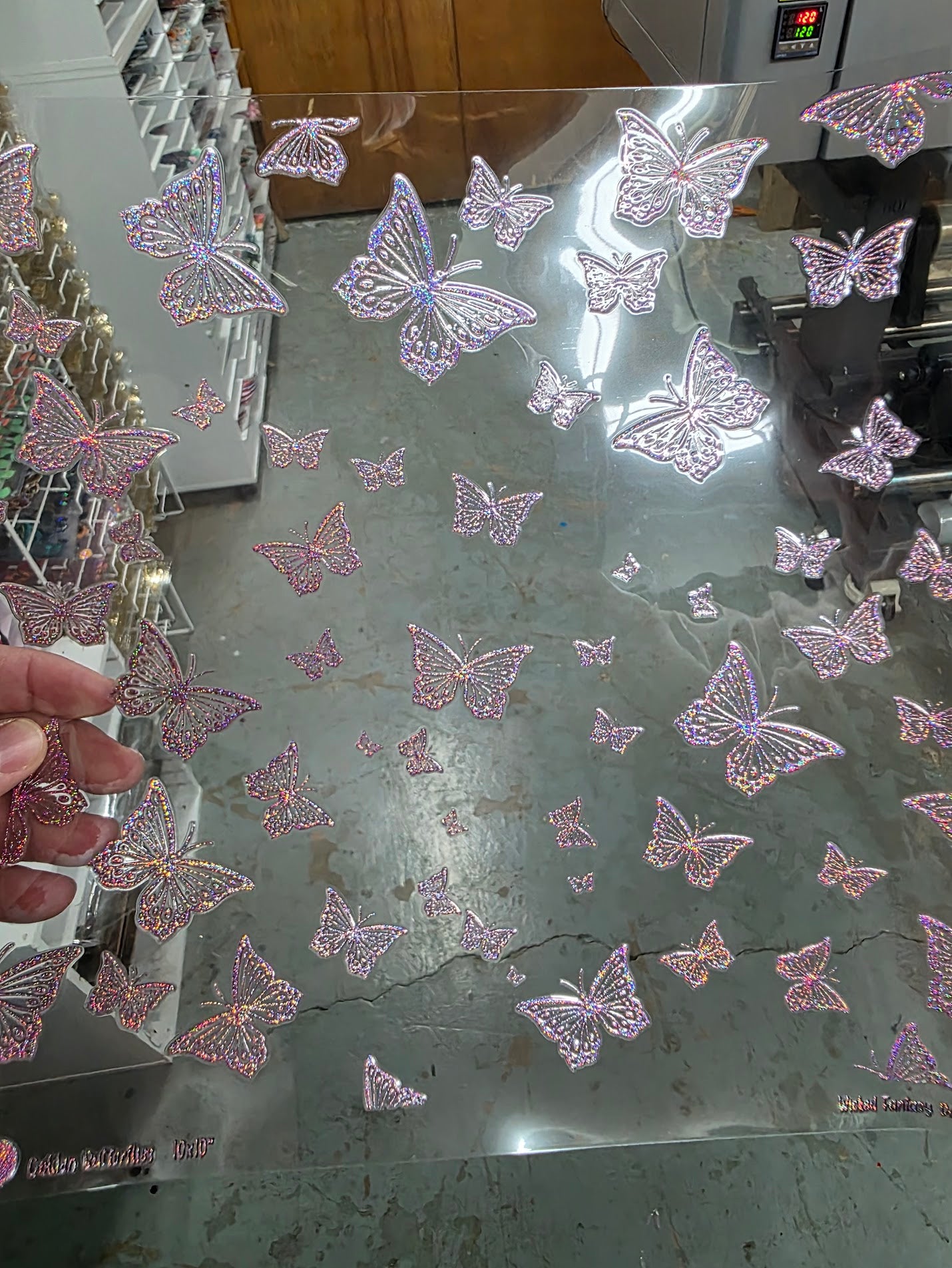 UVDTF Prism Rose Holographic Butterflies 11"x11"