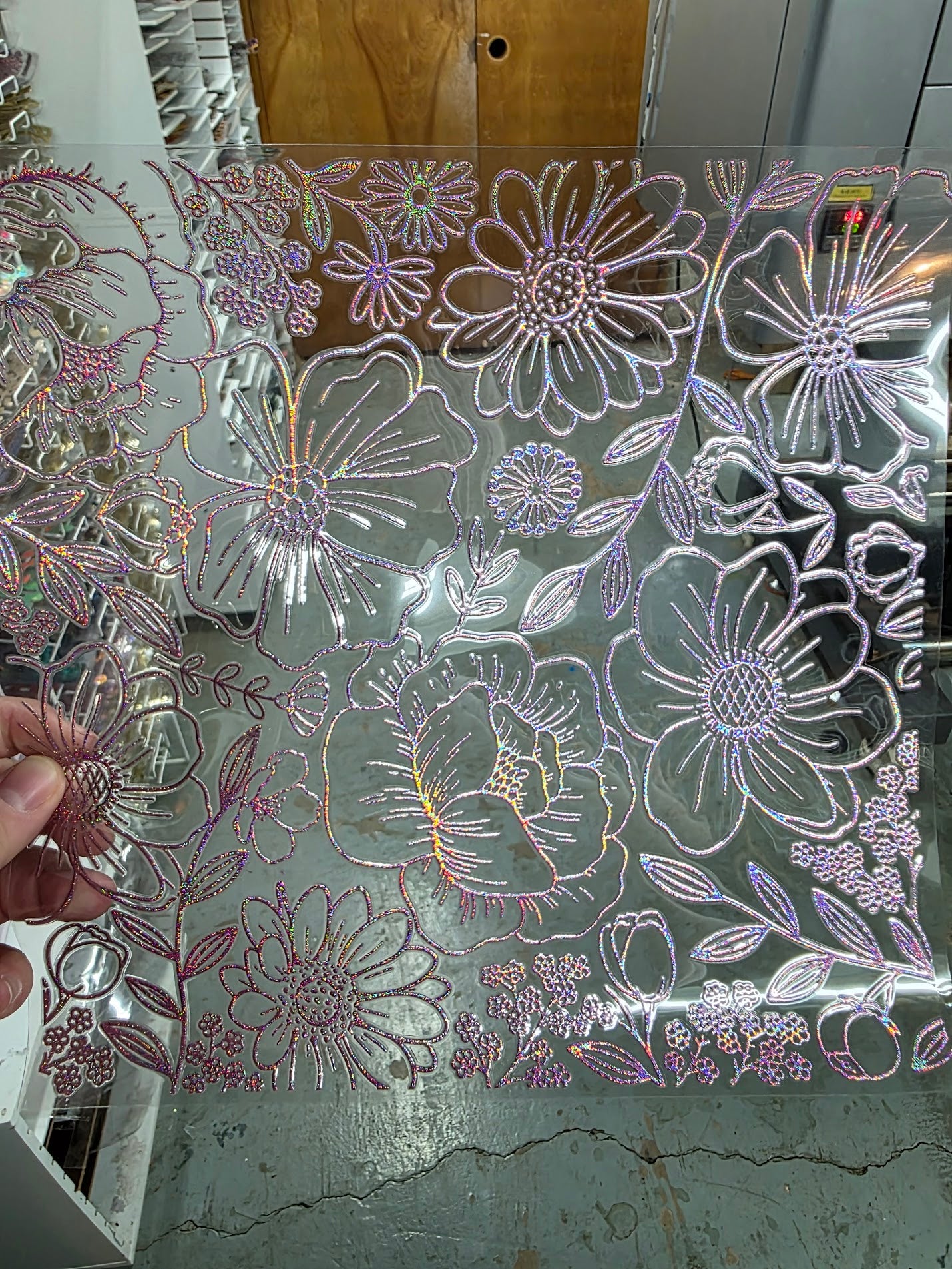 UVDTF Prism Rose Holographic Garden Floral 11"x11"