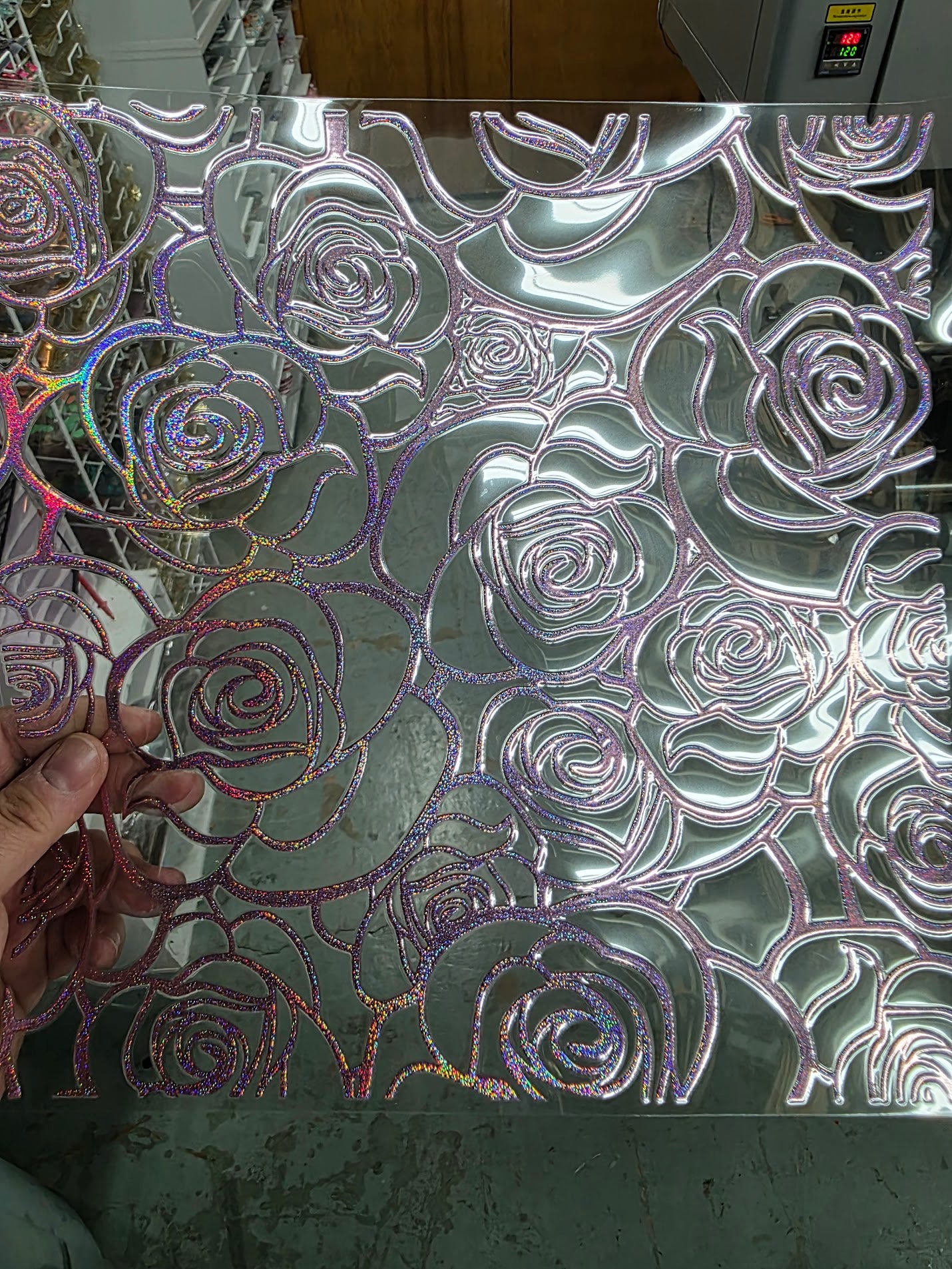 UVDTF Prism Rose Holographic Roses 11"x11"