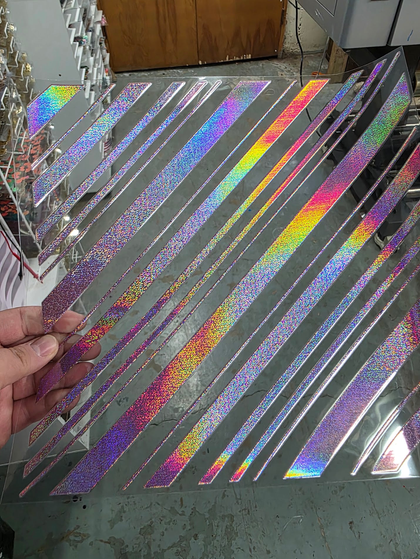 UVDTF Prism Rose Holographic Candy Cane Stripes 11"x11"