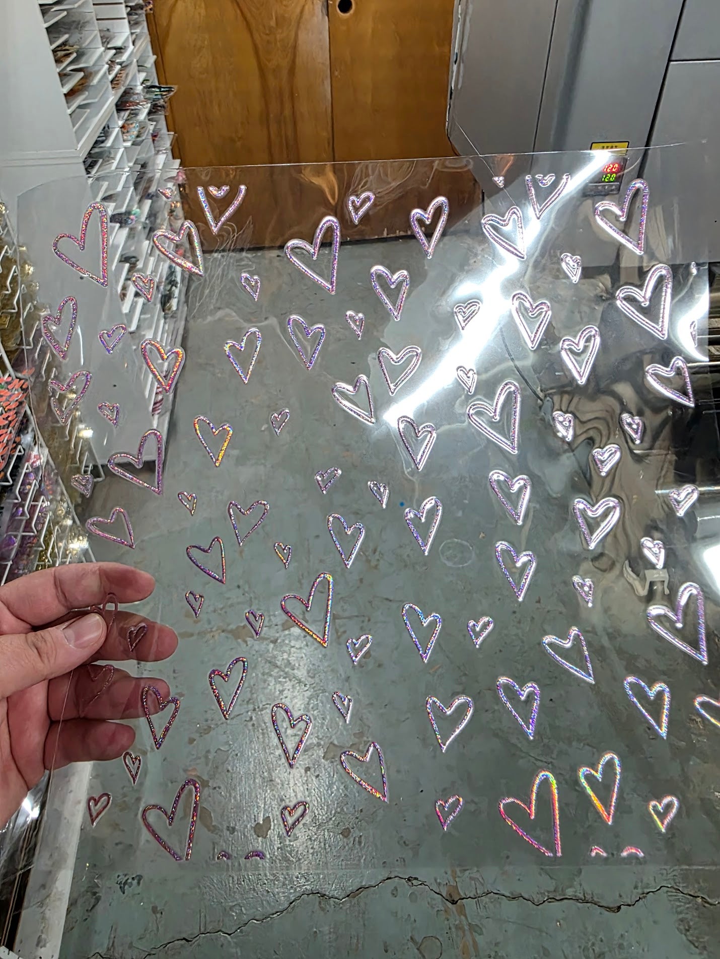 UVDTF Prism Rose Holographic Sketched Hearts 11"x11"