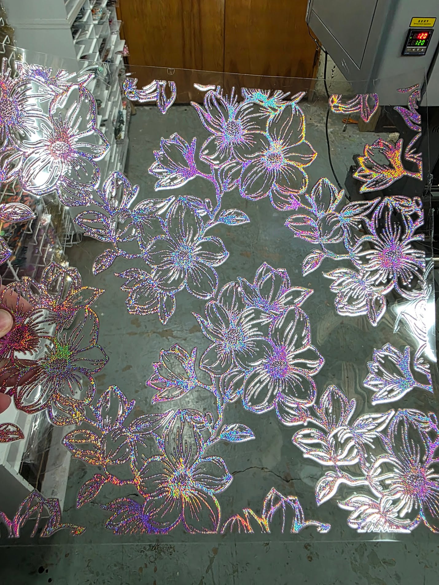 UVDTF Prism Rose Holographic Magnolia Blossoms Outlines 11"x11"