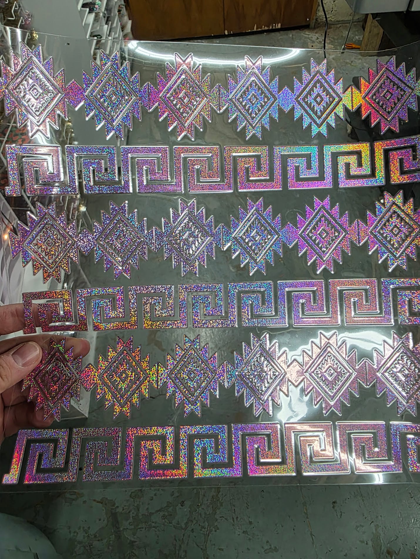 UVDTF Prism Rose Holographic Aztec Meander 11"x11"