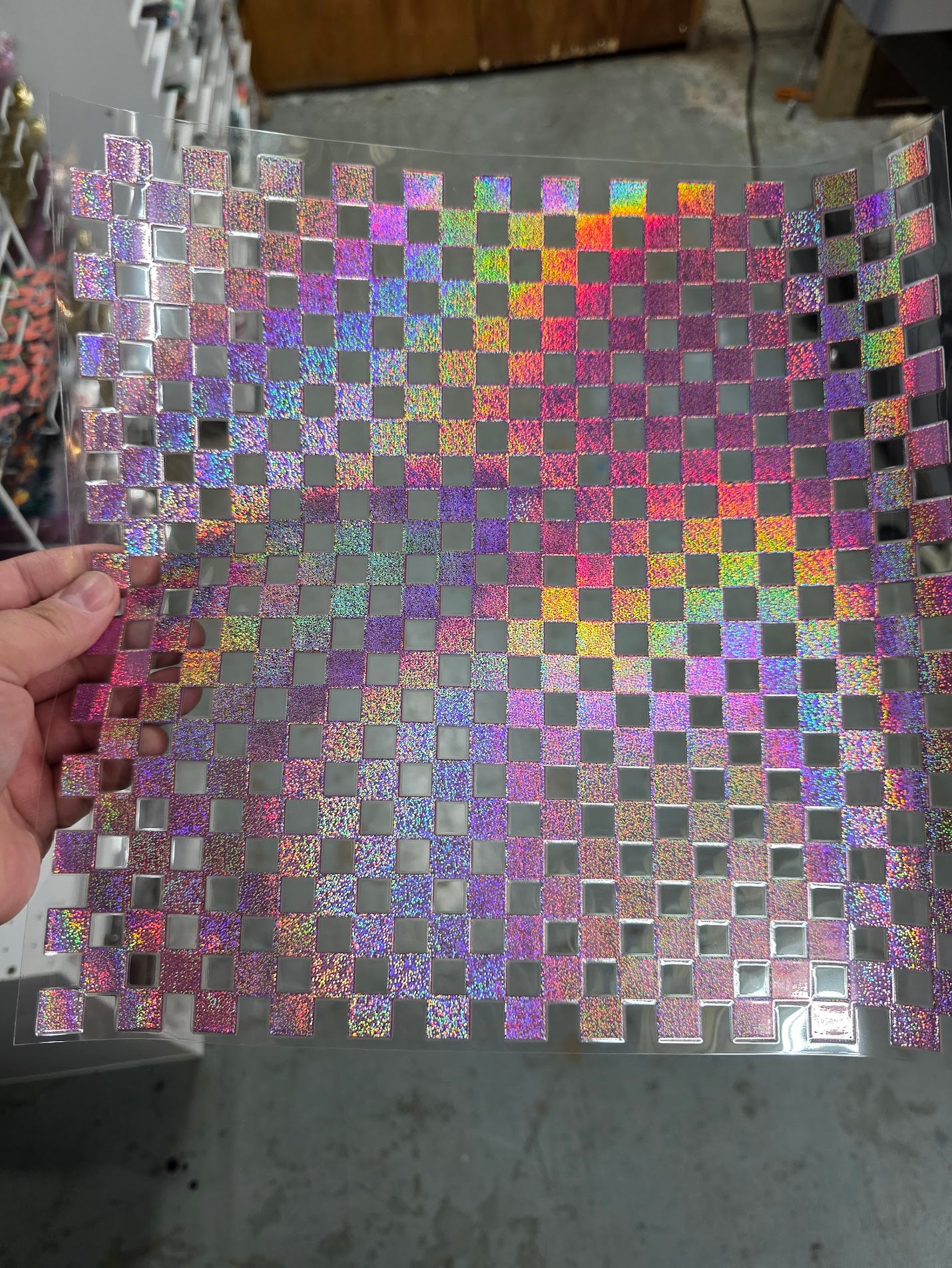 UVDTF Prism Rose Holographic Small Checkered 11"x11"