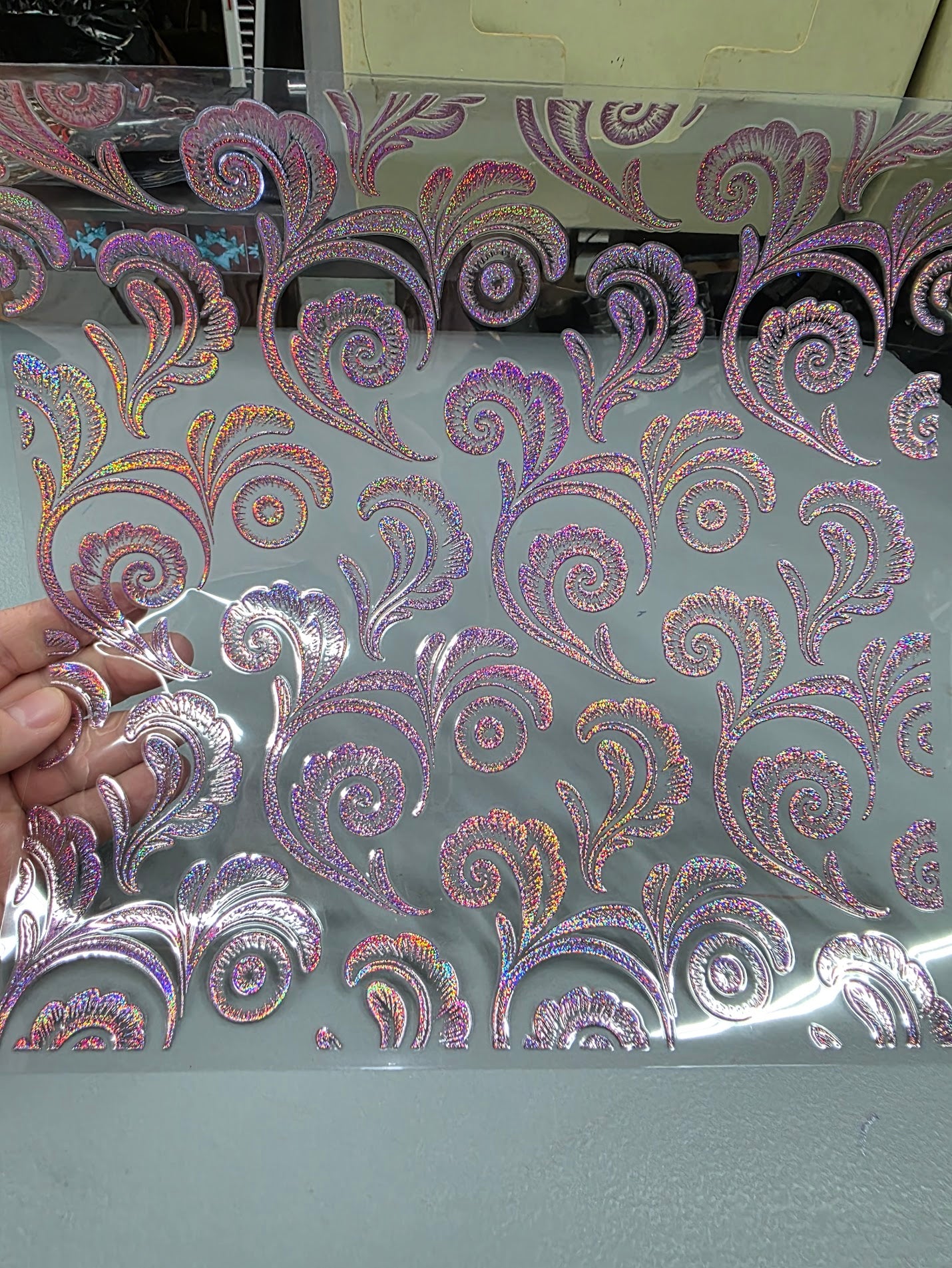UVDTF Prism Rose Holographic Textured Filagree 11"x11"