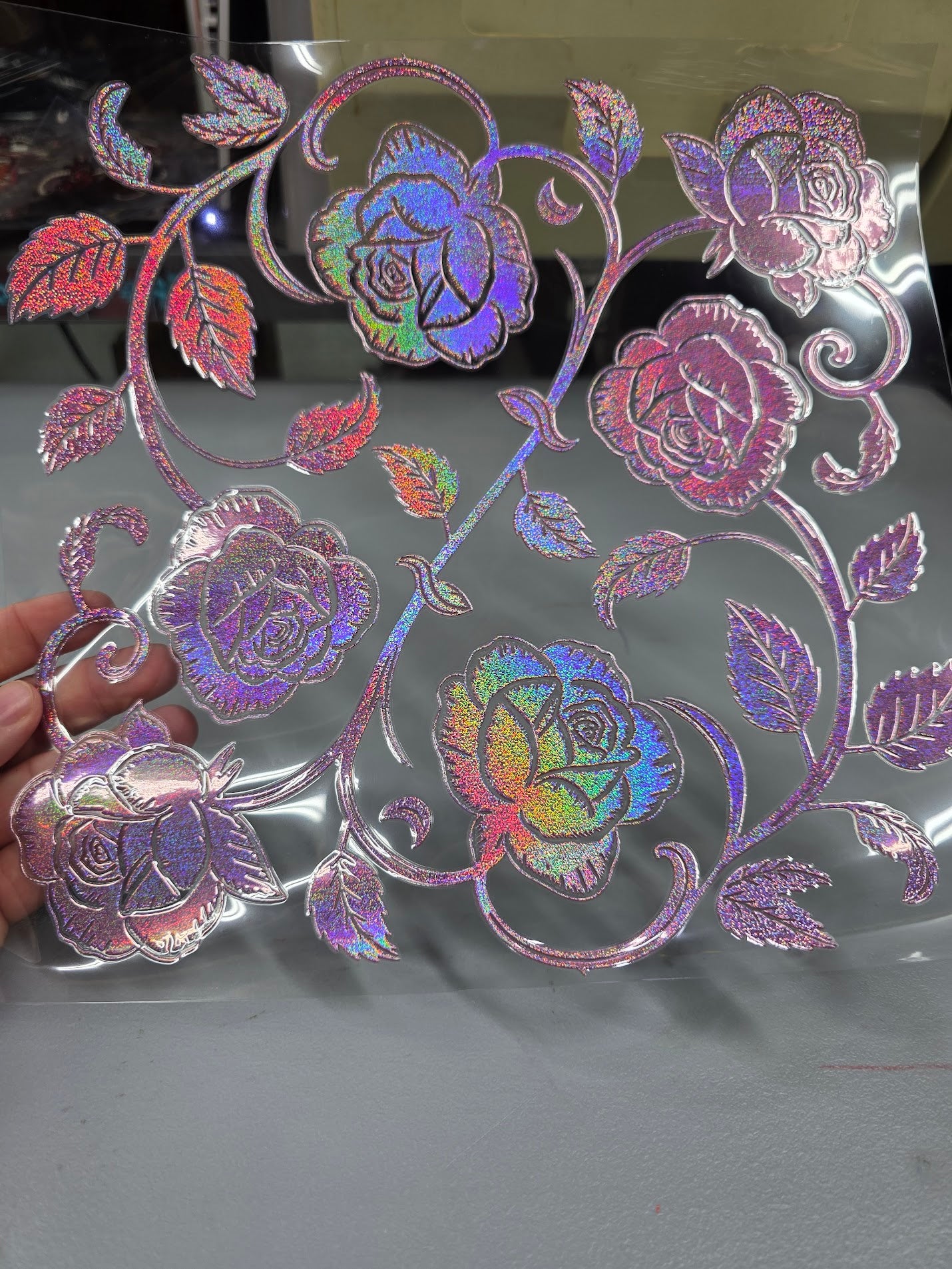 UVDTF Prism Rose Holographic Tattoo Rose Floral 11"x11"