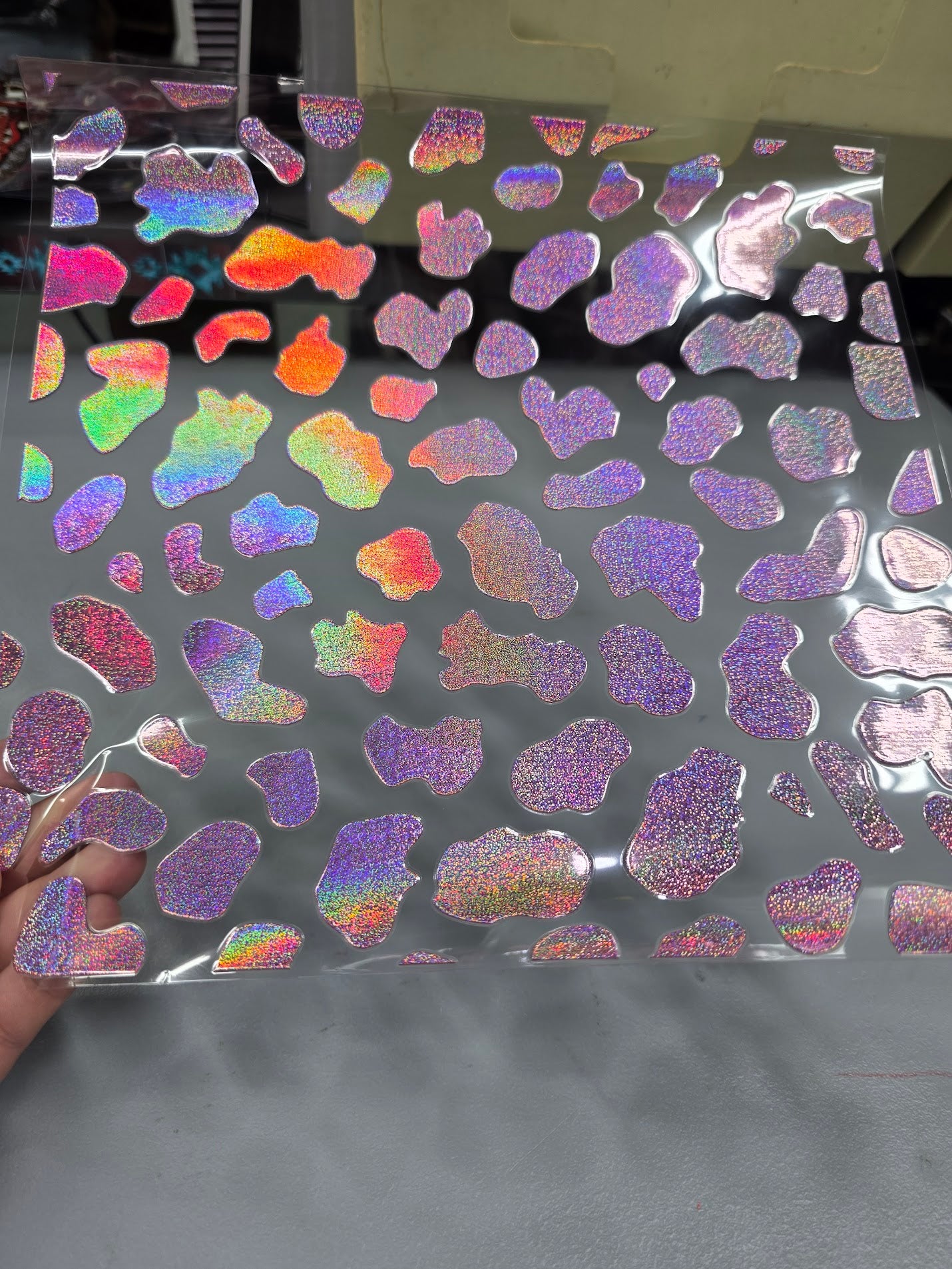 UVDTF Prism Rose Holographic Rounded Cow Print 11"x11"