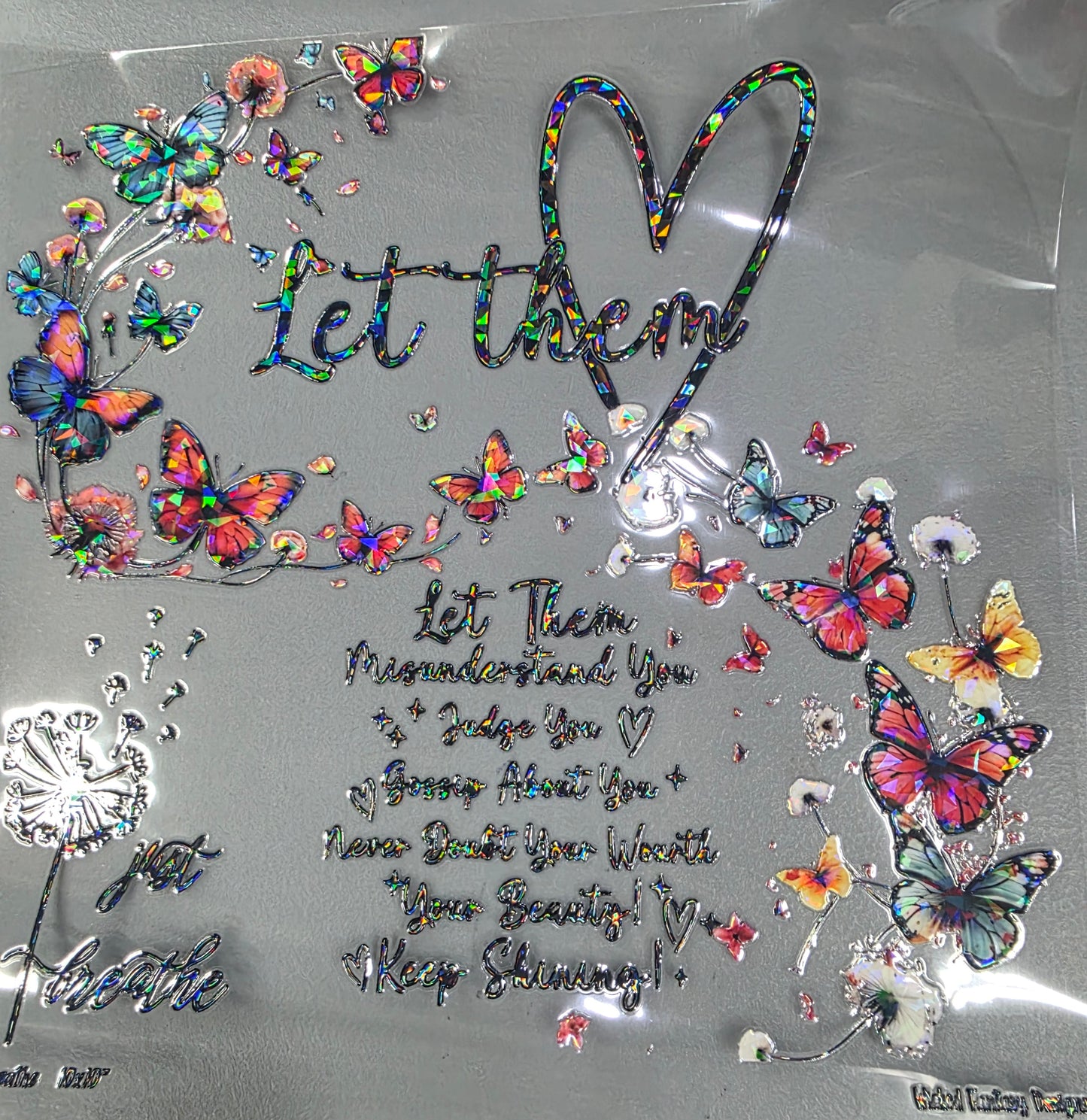 UVDTF Shattered Holographic Let Them Butterflies 11"x11"