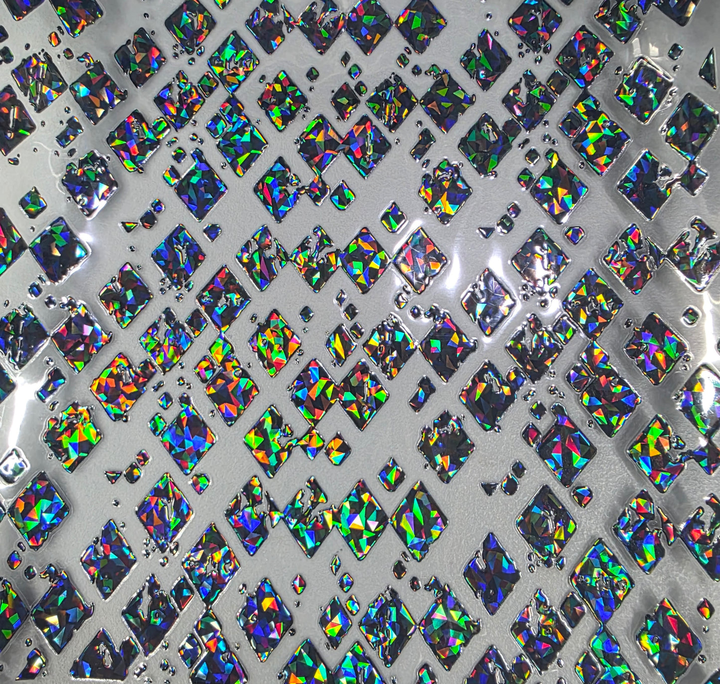 UVDTF Shattered Holographic Black Grunge Diamonds 11"x11"
