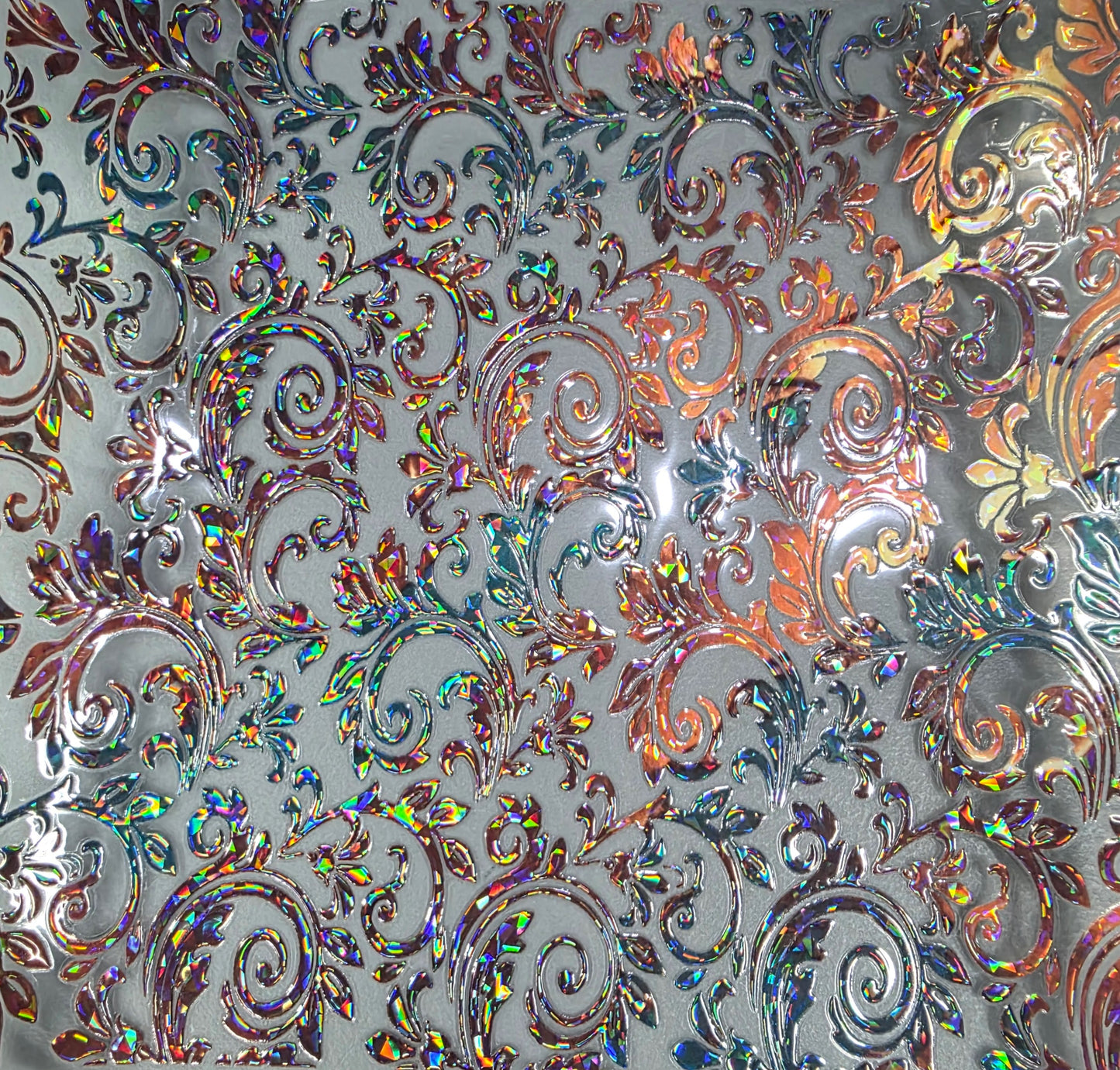 UVDTF Shattered Holographic Copper Patina Tooled Leather 11"x11"