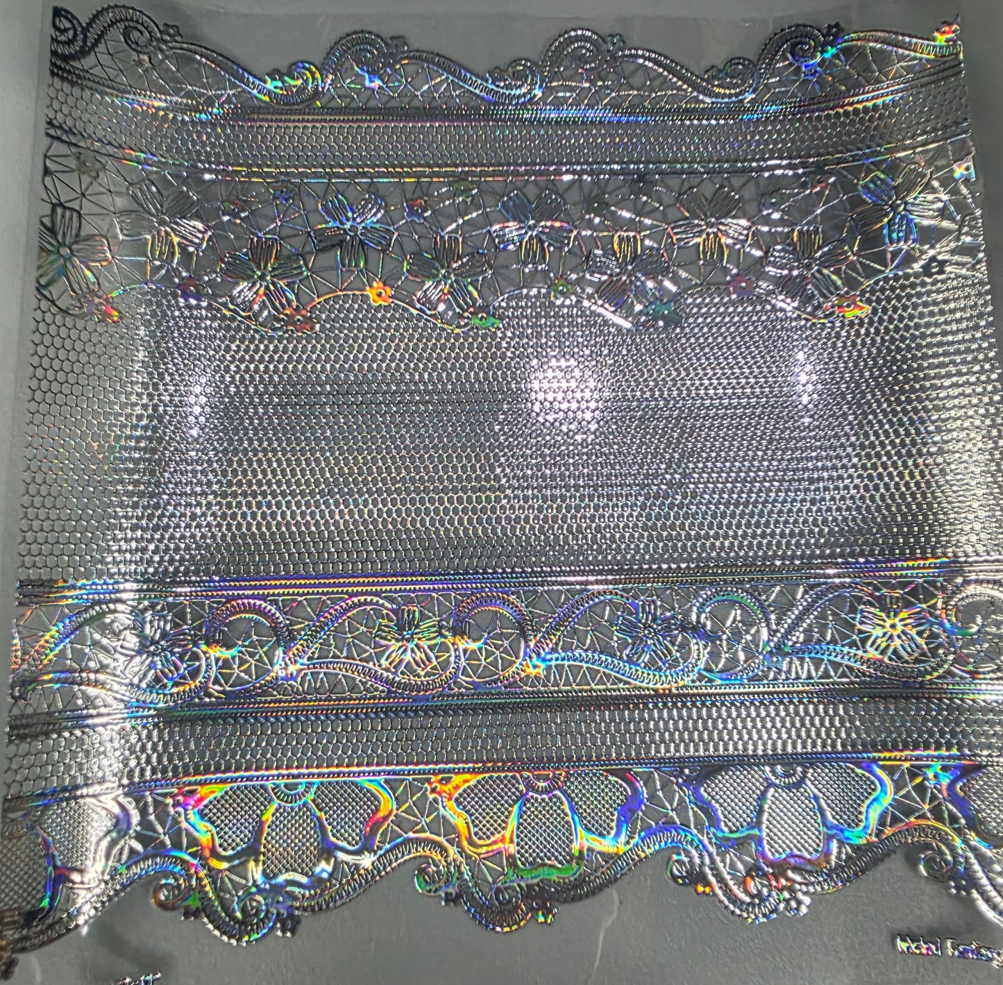 UVDTF Laser Silver Holographic Lace 11"x11"