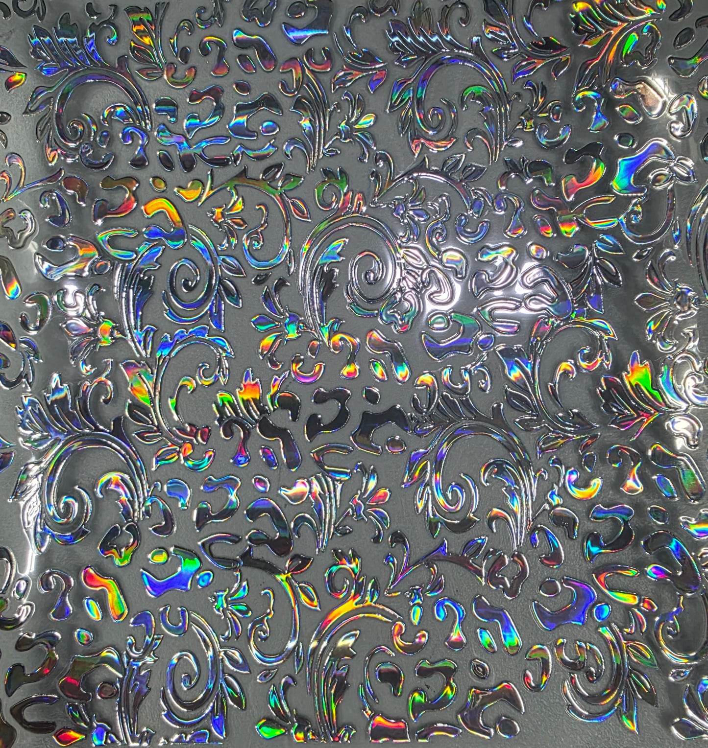 UVDTF Laser Silver Holographic Leather and Leopard Print 11"x11"