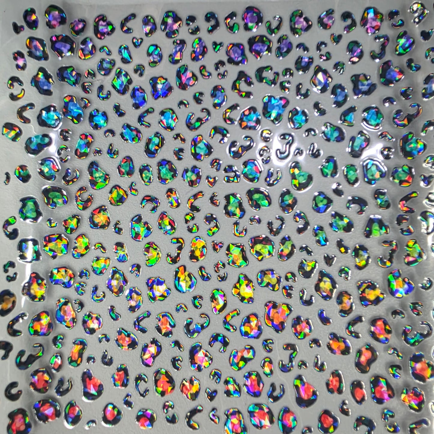 UVDTF Shattered Holographic Rainbow Gradient Leopard Print 11"x11"