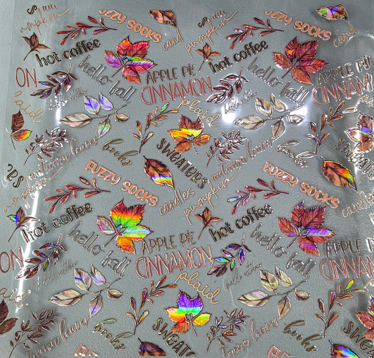 UVDTF Laser Holographic Hello Fall Collage 11"x11"