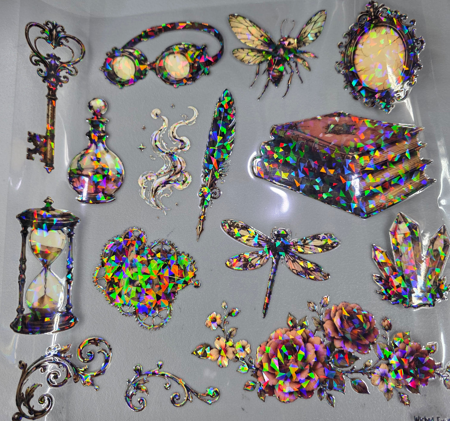 UVDTF Shattered Holographic Steampunk Roses 11"x11"