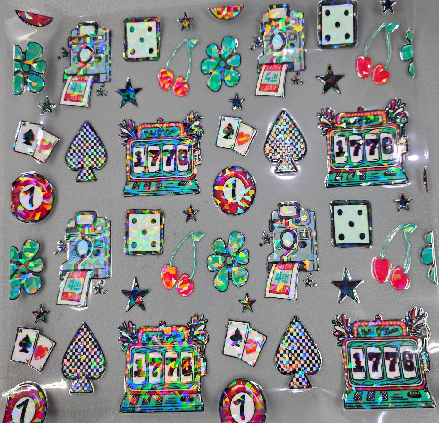 UVDTF Shattered Holographic 1776 Patriotic Gambler 11"x11"