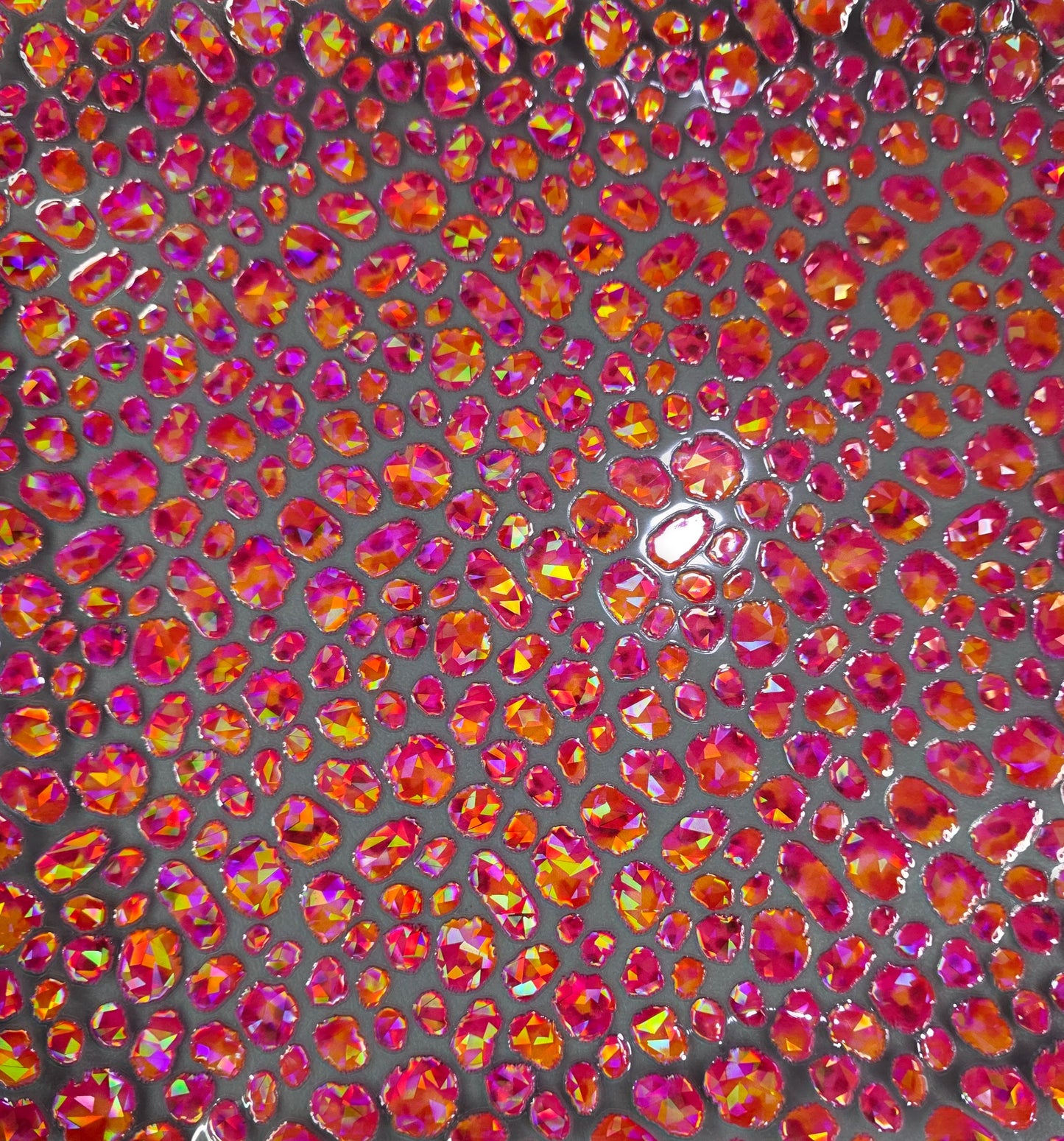 UVDTF Shattered Holographic Pink and Orange Leopard Print 11"x11"