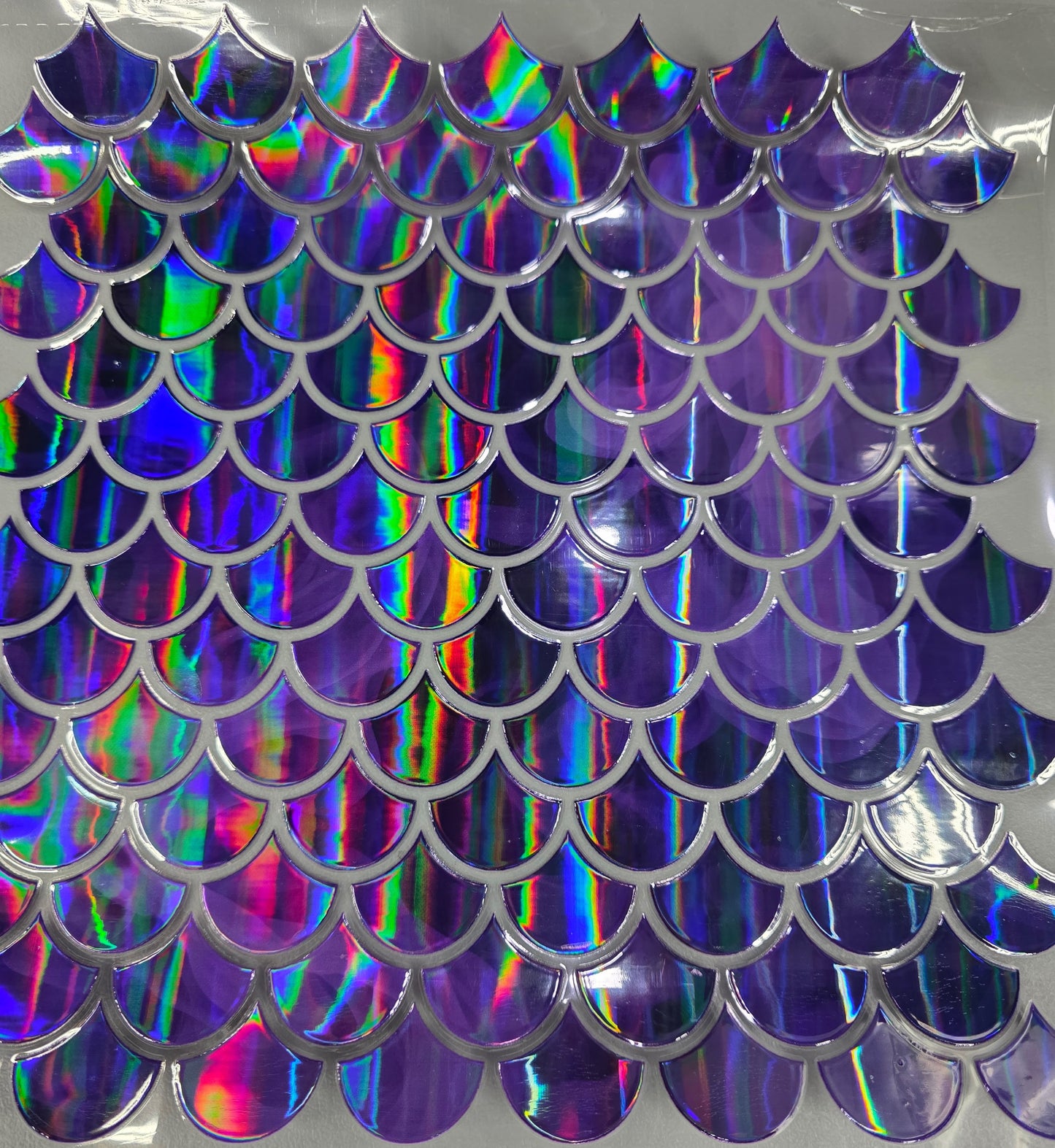 UVDTF Laser Holographic Purple Swirls Mermaid Scales 11"x11"