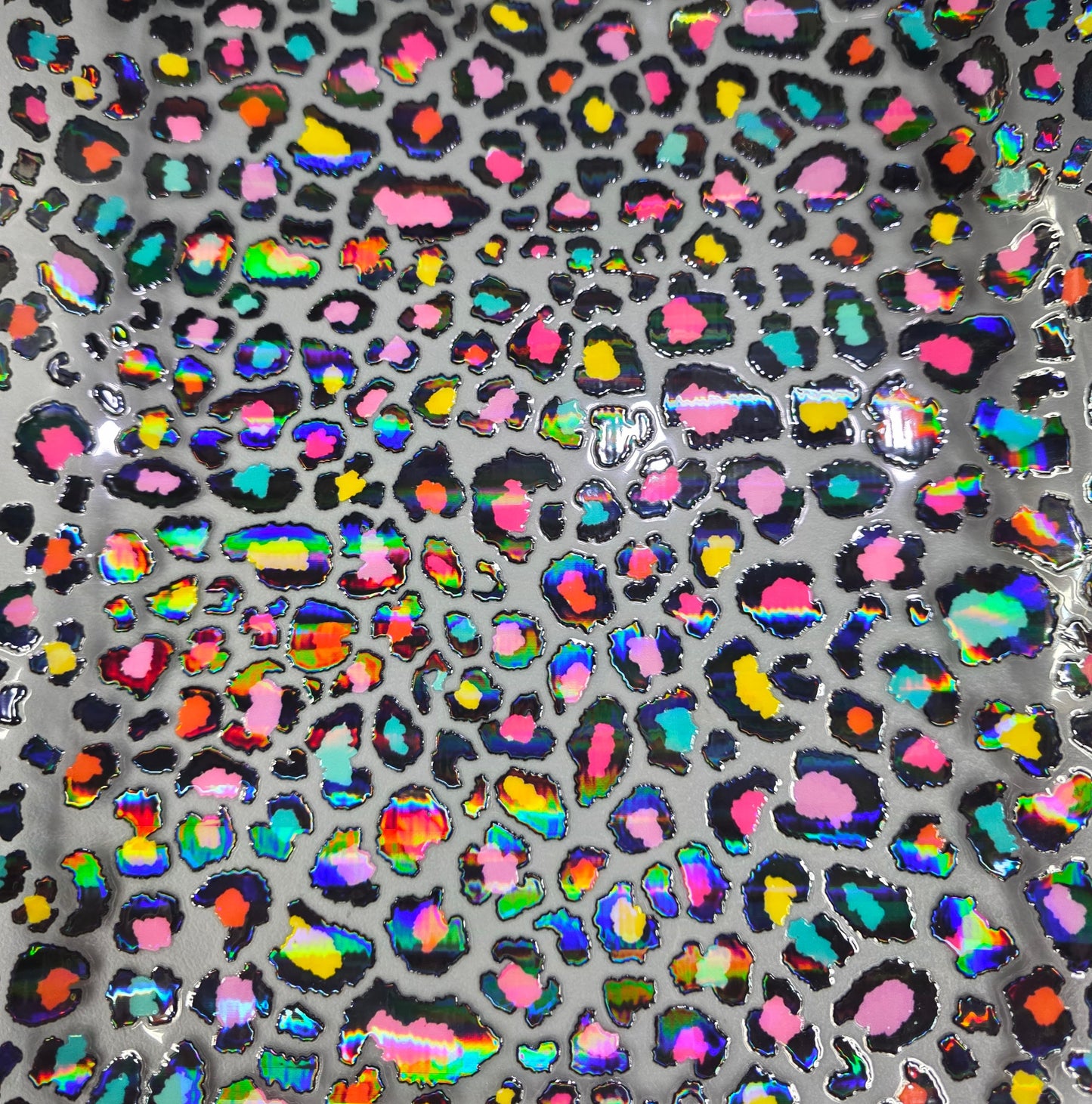 UVDTF Laser Holographic Rainbow Leopard Print 11"x11"