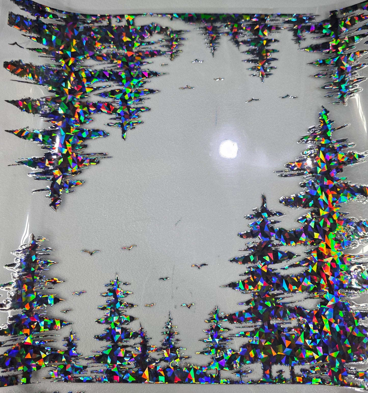 UVDTF Shattered Holographic Black Forest Treeline 11"x11"