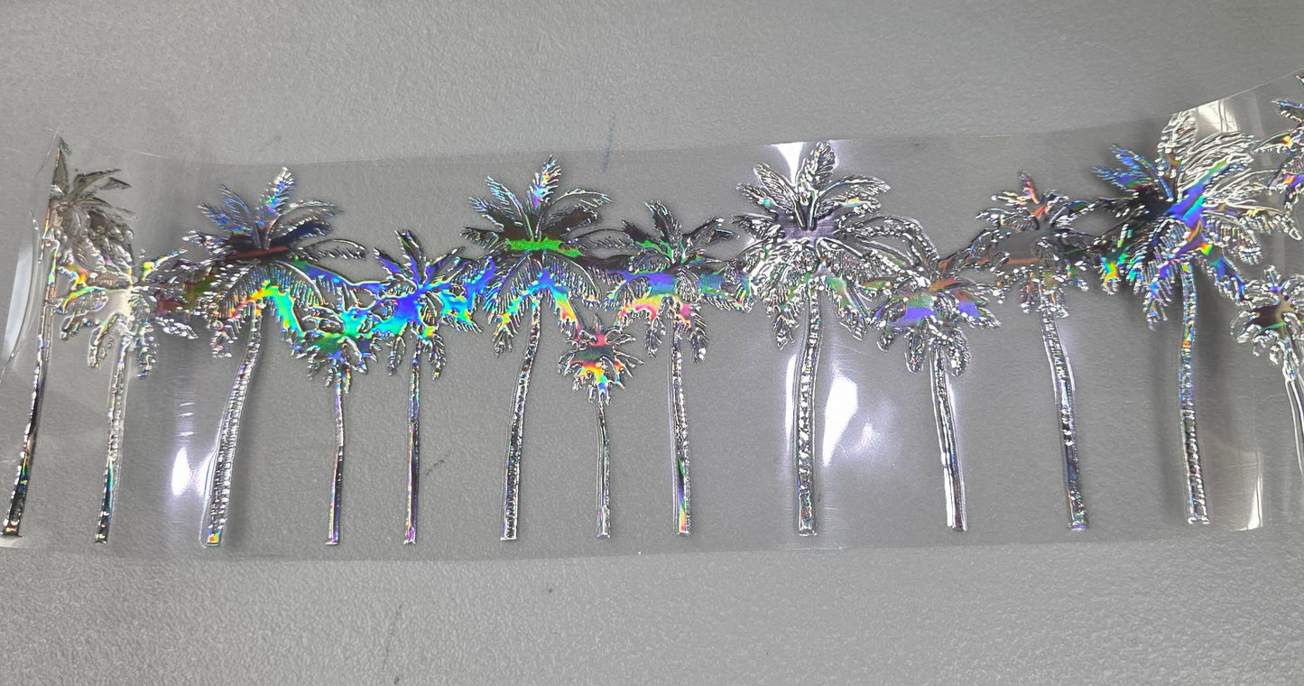 UVDTF Laser Silver Holographic Palm Tree Border 11"