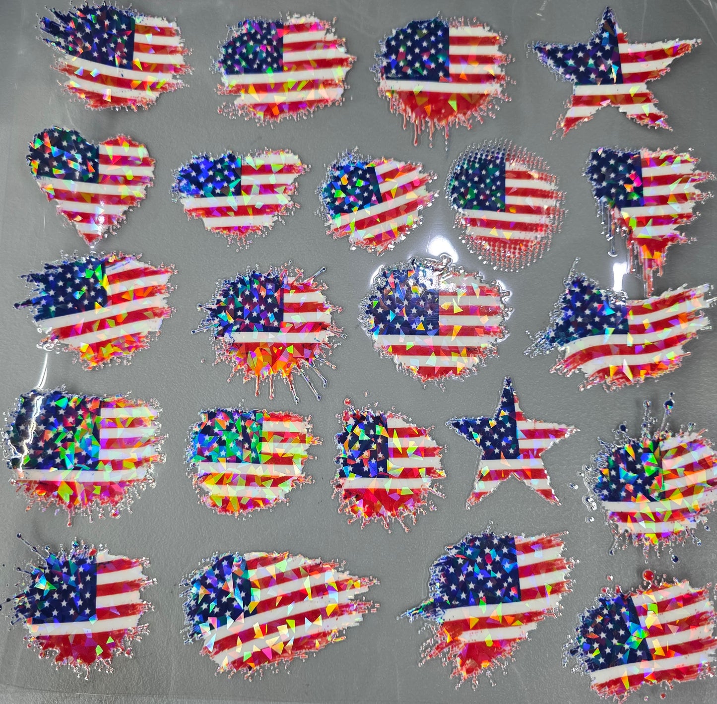 UVDTF Shattered Holographic Flag Splatters 11"x11"