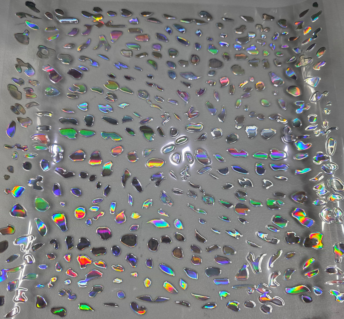 UVDTF Laser Silver Holographic Cheeta Print 11"x11"