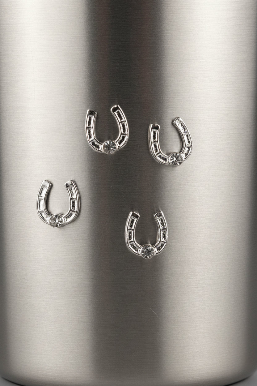 Silver Horse Shoes Tumbler Embellishment Nail Charm 15mm