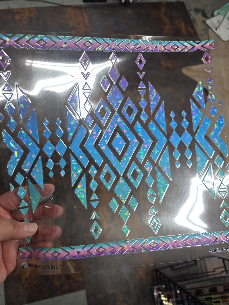 UVDTF Shattered Holographic Pastel Gradient Aztec 11"x11"