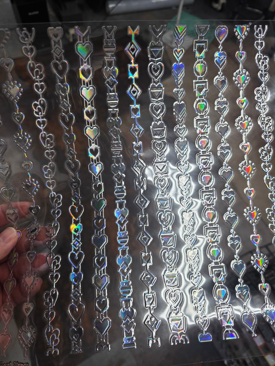 UVDTF Laser Holographic Heart Strings 11"x11"
