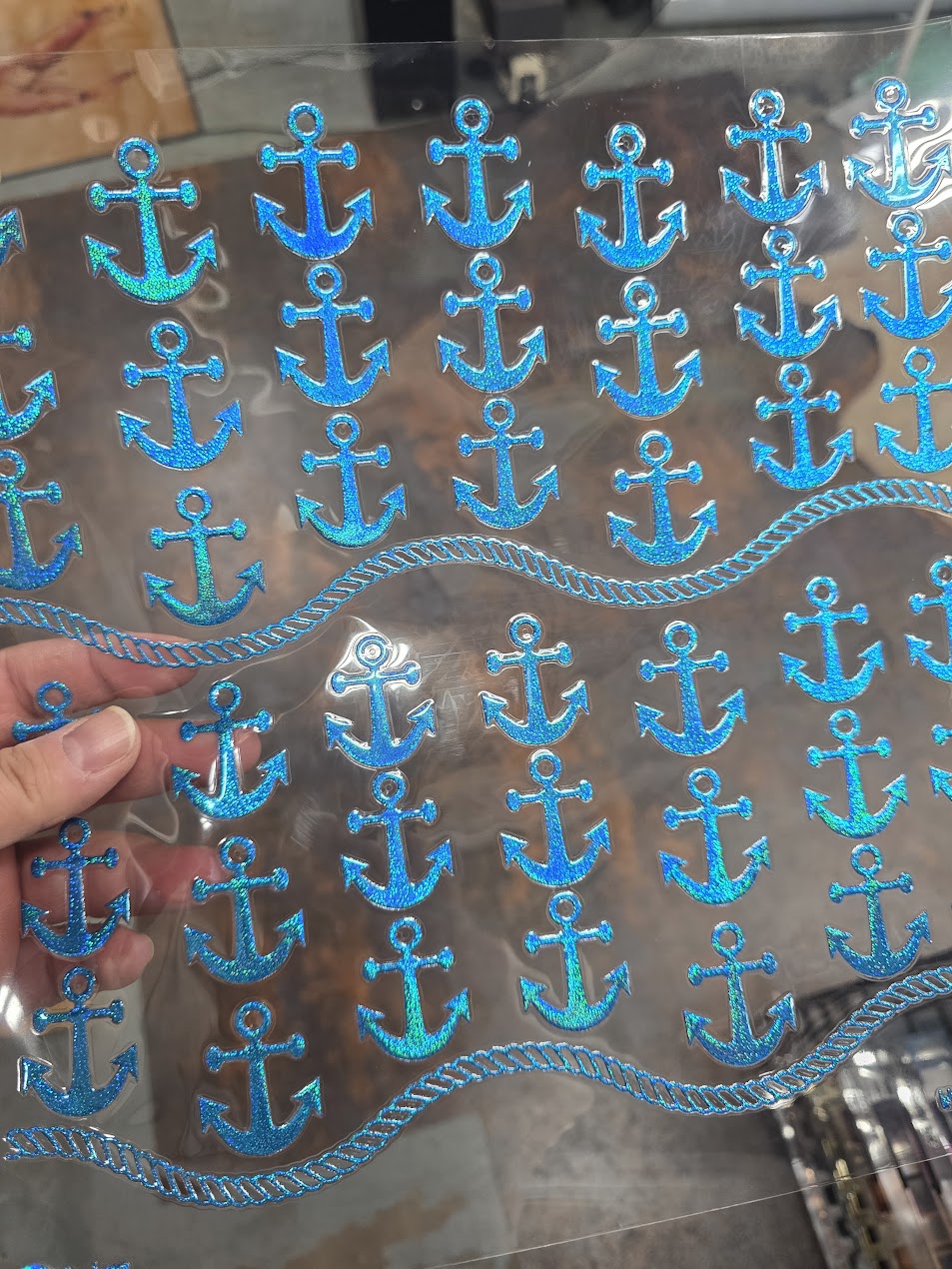 UVDTF Prism Blue Holographic Anchors 11"x11"