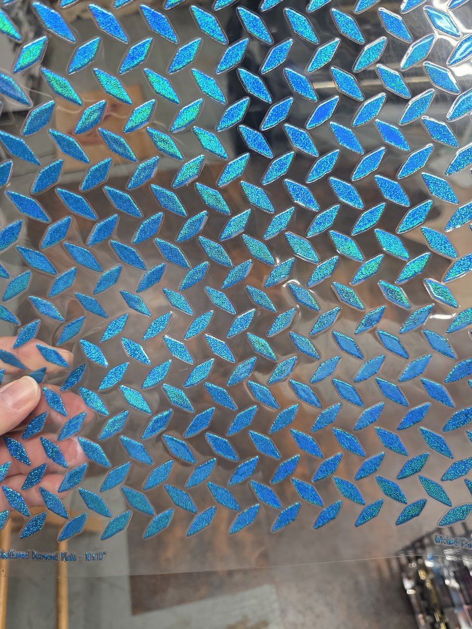 UVDTF Prism Blue Holographic Diamond Plate 11"x11"