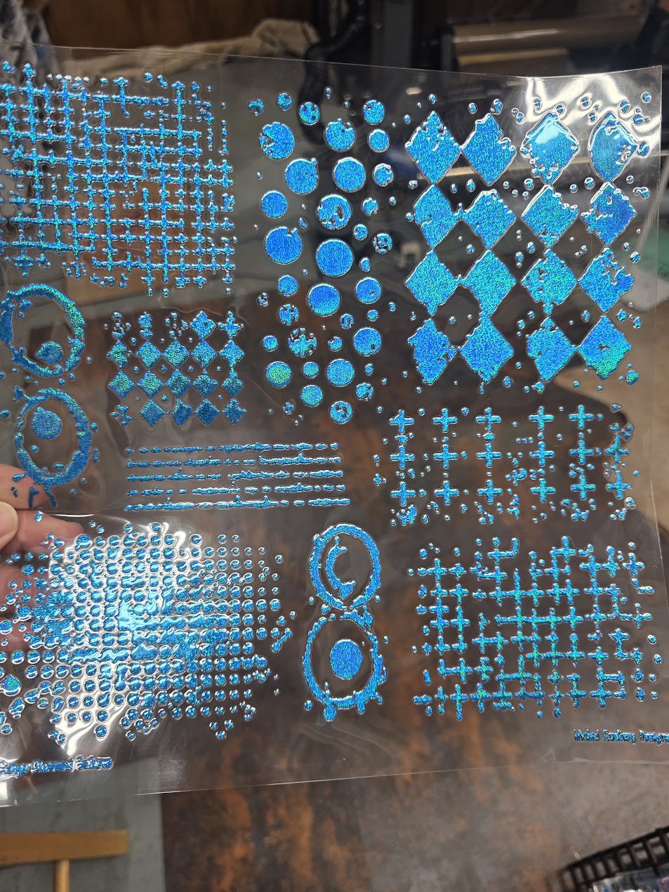 UVDTF Prism Blue Holographic Grunge Diamond Textures 11"x11"
