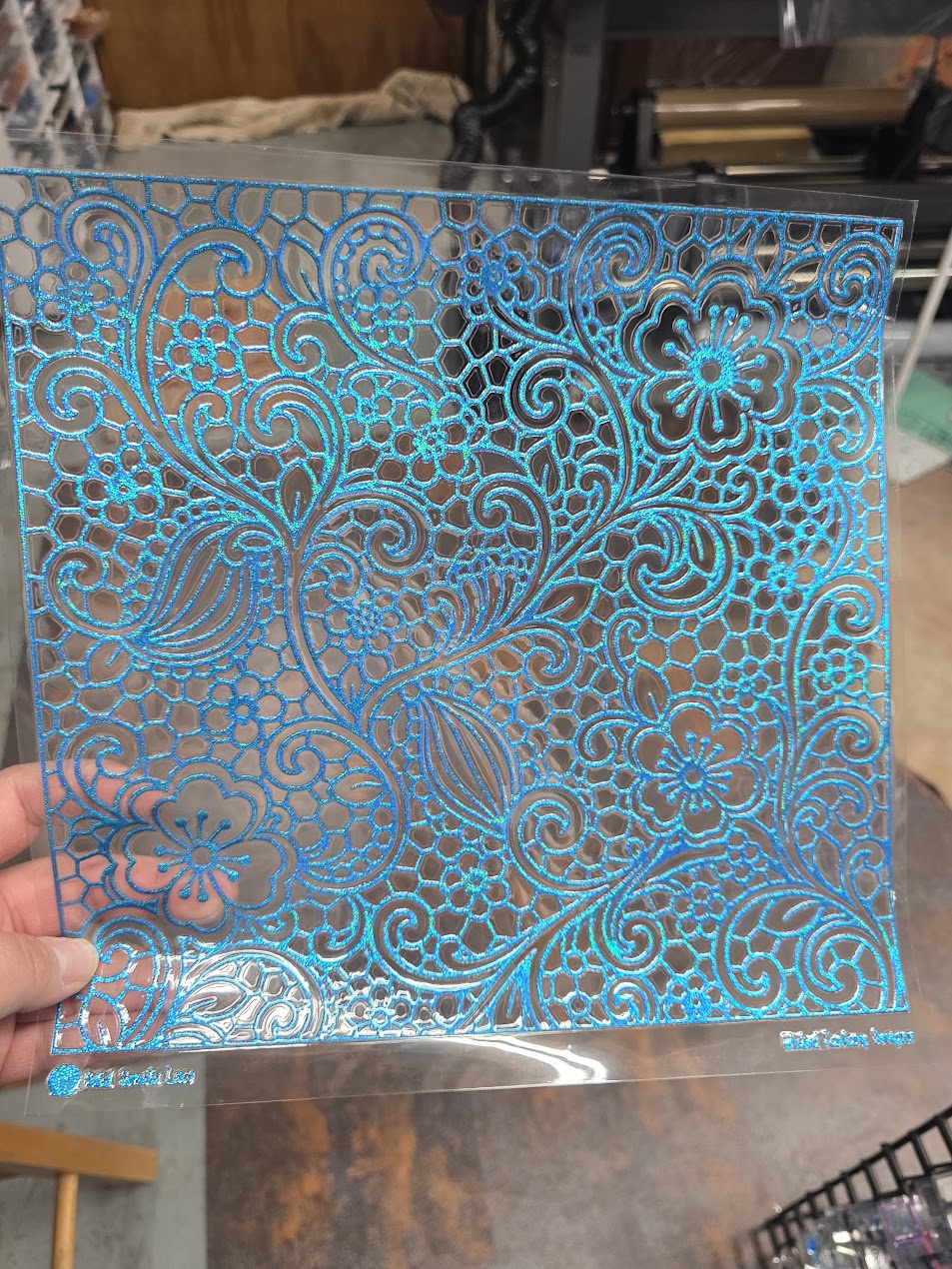 UVDTF Prism Blue Holographic Petal Sonata Lace 11"x11"