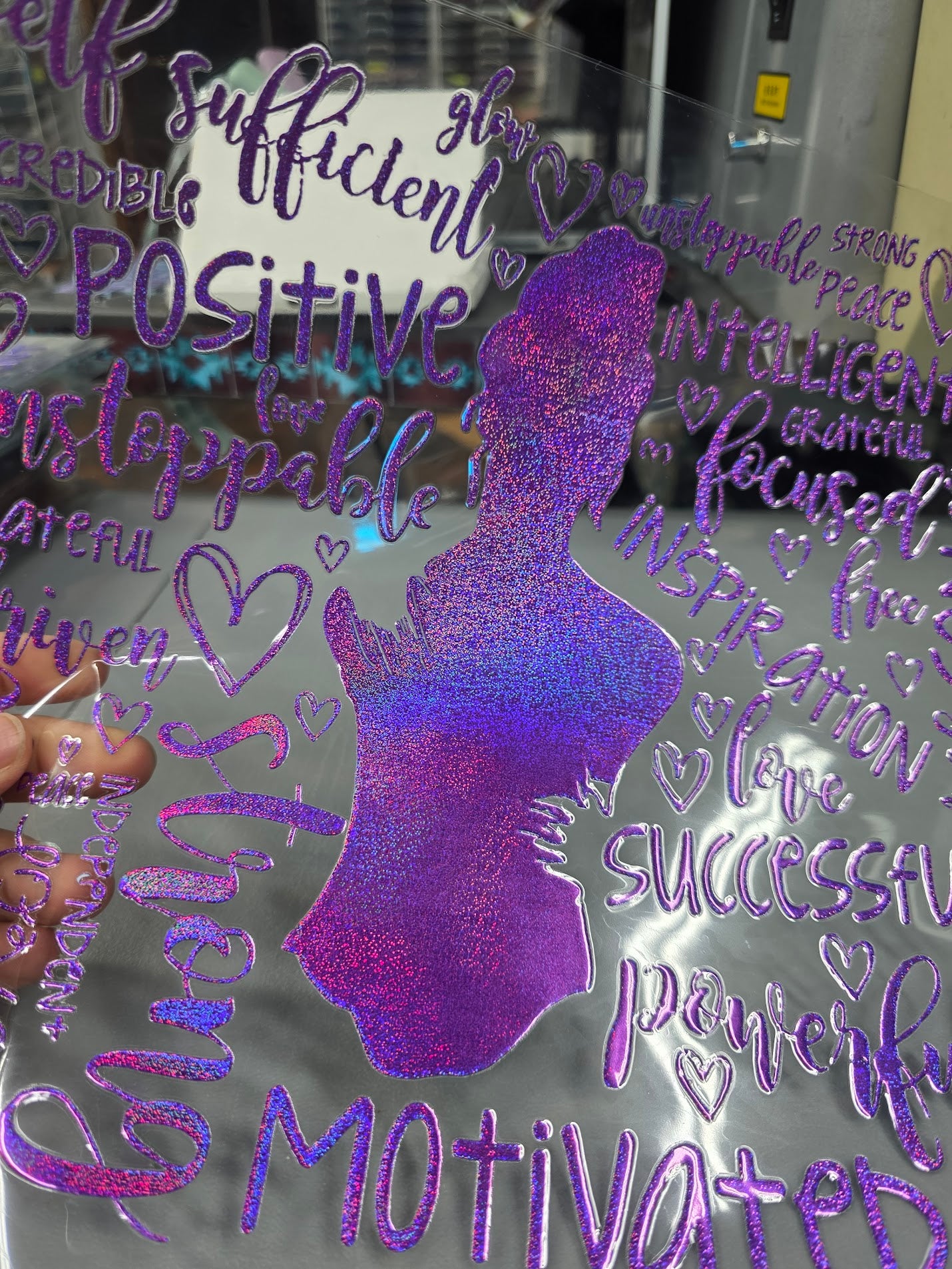 UVDTF Prism Purple Holographic Inspirational Quotes Collage 11x11"