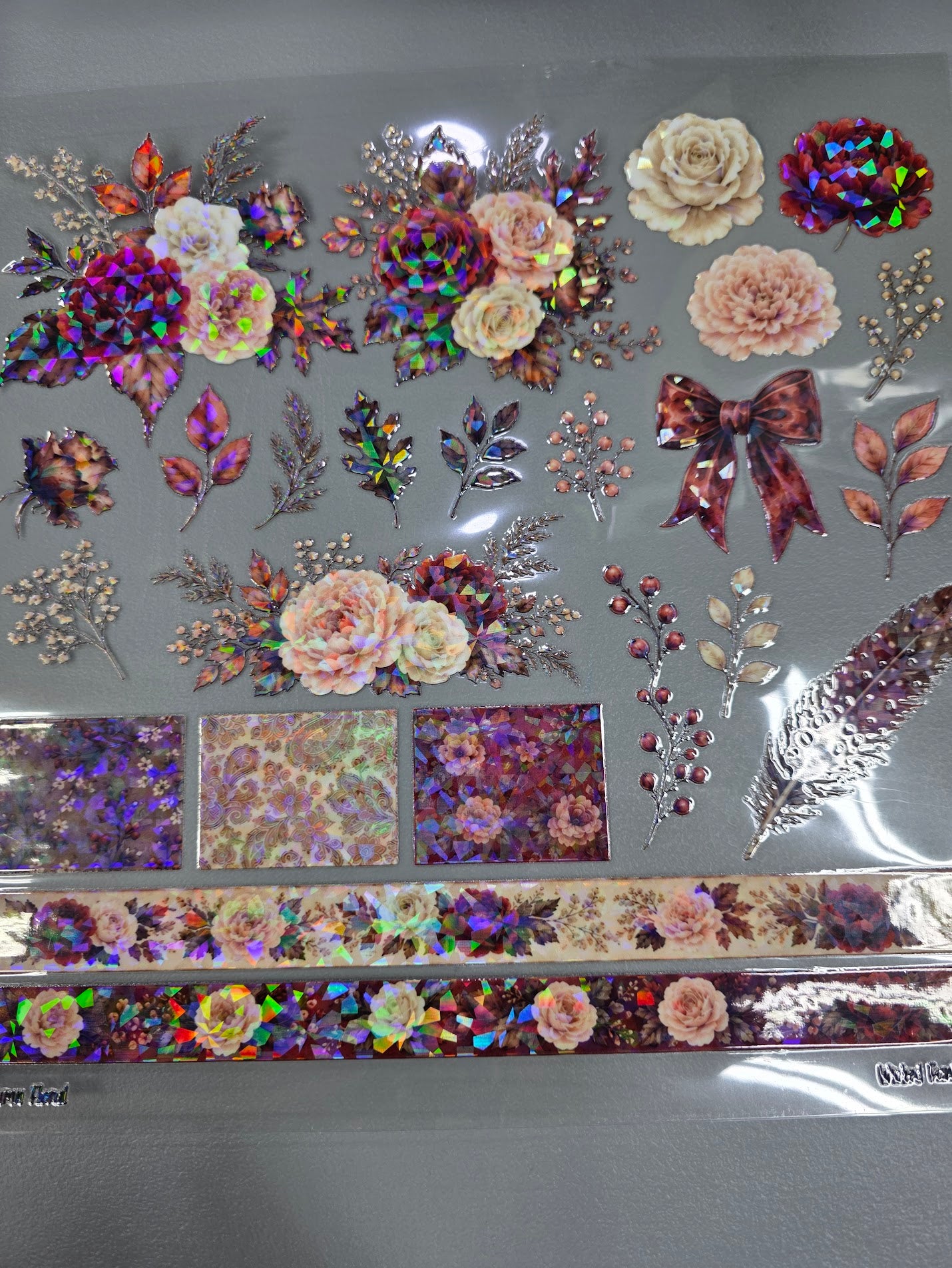 UVDTF Shattered Holographic Autumn Floral 11"x11"