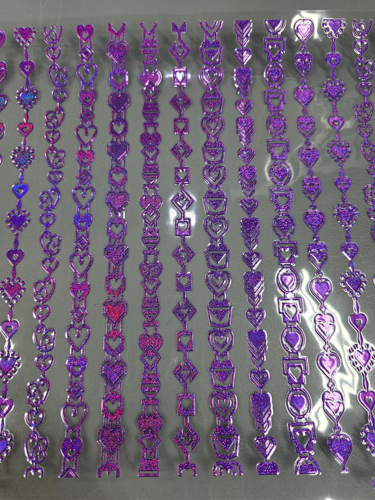 UVDTF Prism Purple Holographic Heart Strings 11"x11"