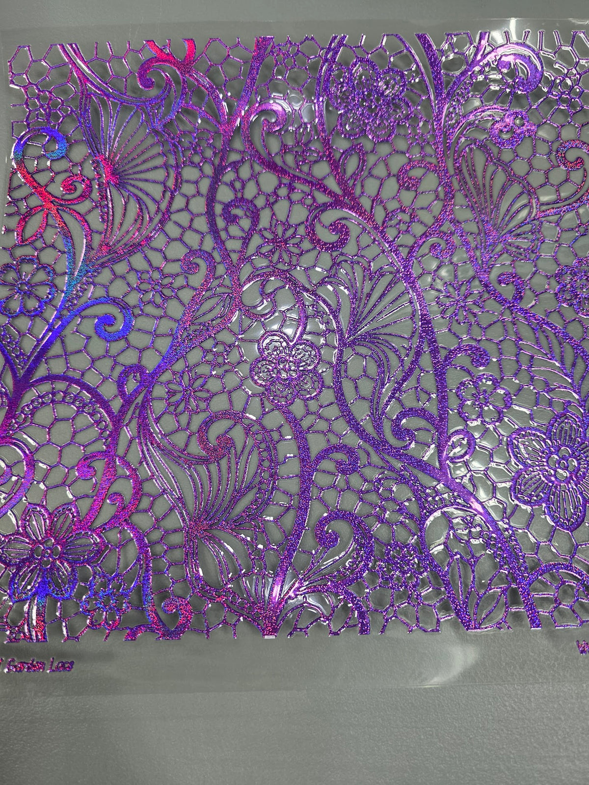 UVDTF Prism Purple Holographic Secret Garden Lace 11"x11"